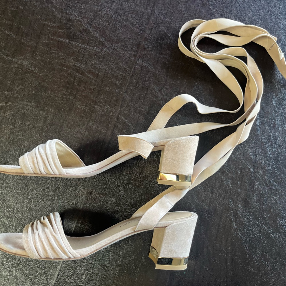 Stuart Weitzman Block Heel Laceup Suede Sandals I… - image 7